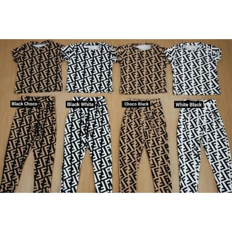 stelan tangan pendek / setelan lengan pendek import / one set motif setelan polos set wanita baju bl