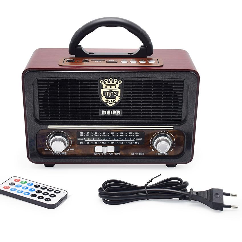 Sale Terbatas Radio Portabel 110BTS Retro FM/AM/SW Radio Speaker System dengan BT USB TF Card Player