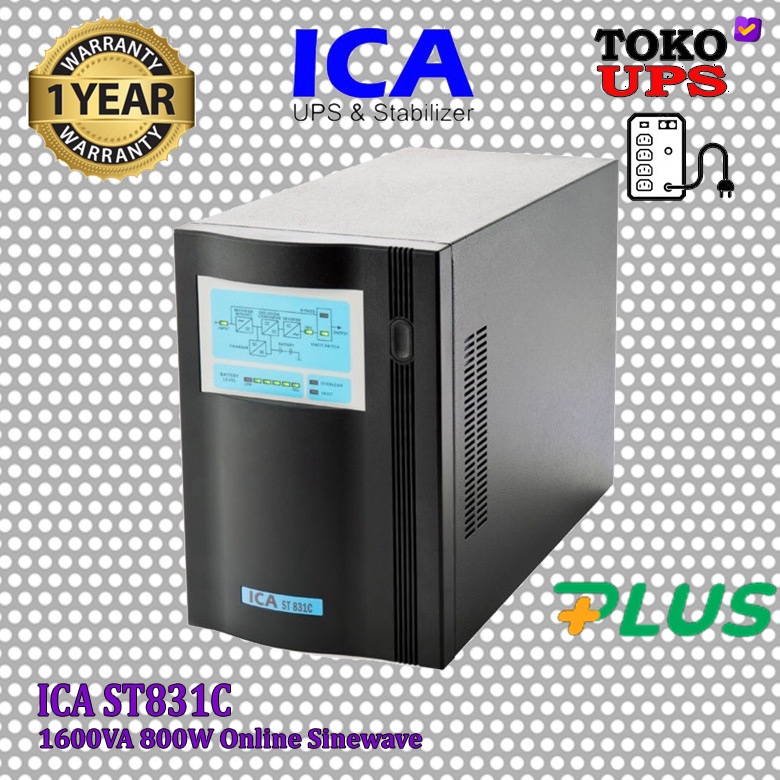 UPS ICA ST831C ST 831C 1600VA 800 Watt SINEWAVE ONLINE