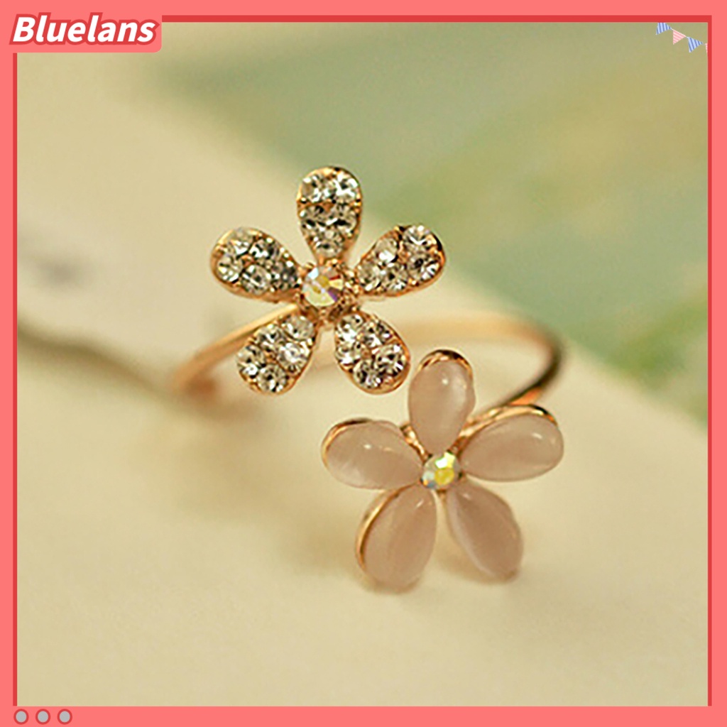 Bluelans Statement Faux Opal Adjustable Jewelry Lightweight Marguerite Open Ring for Women
