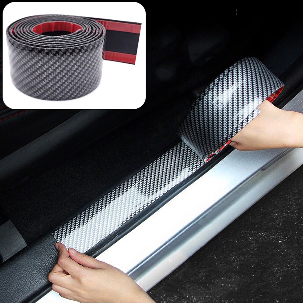 Sm - Stiker Strip Karet Pelindung Trim Pintu Mobil Motif Carbon Fiber