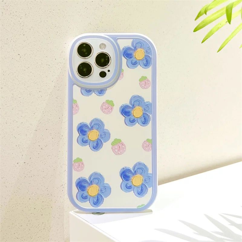 WENG Case NEW Bunga Biru For Oppo A5S A12 A3S A5 2020 A15 A16 A53 A54 A55 A77S A95 A16K A57 A96 A76 A1K Realme C11 C31 C35