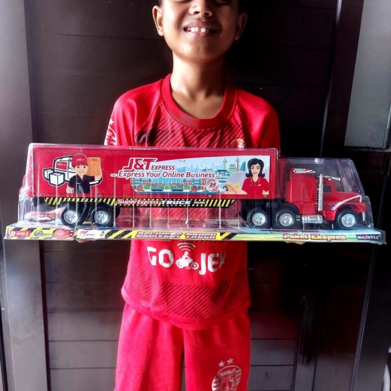 Mainan Truk Kontainer Kurir Miniatur - Miniatur Mobil Box Peti Kemas Anak Laki Cowok