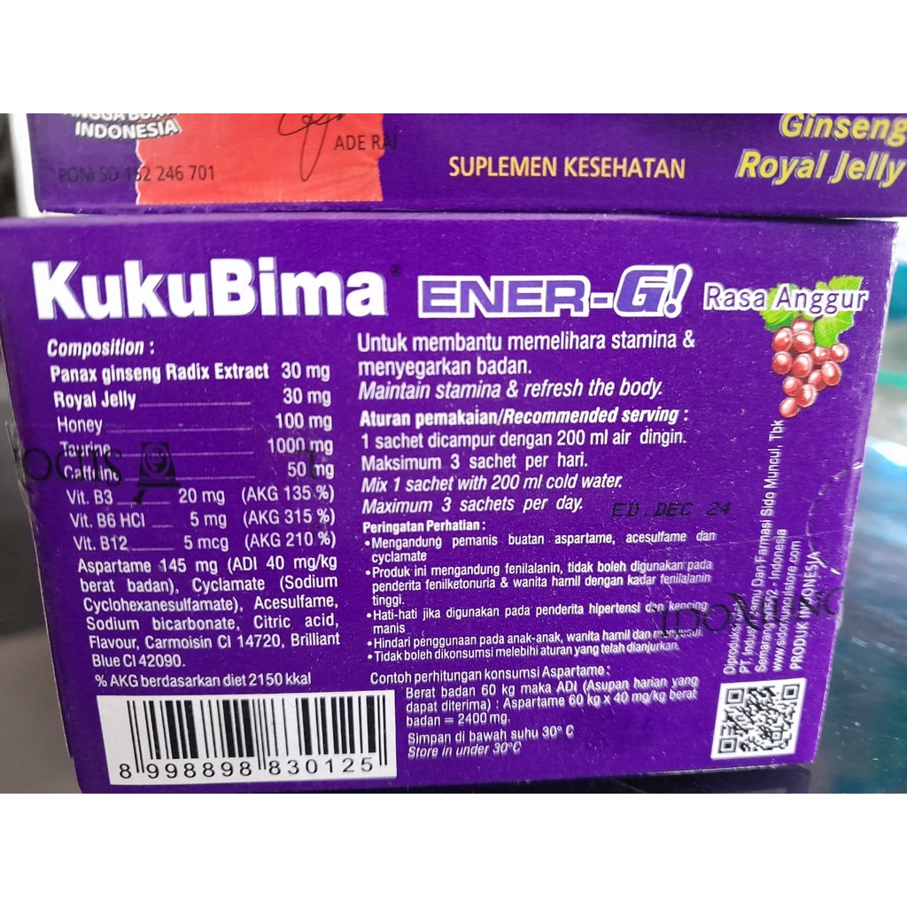 KUKU BIMA ENER - G SIDOMUNCUL kuku bima 1 BOX ISI 6 SACHET