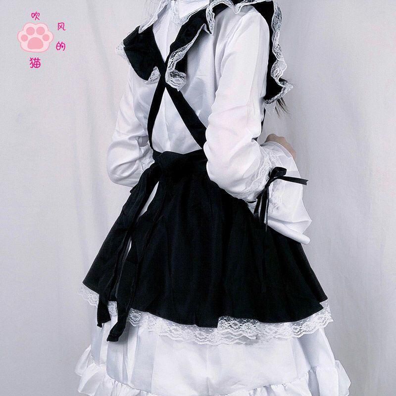 [MikanHiro Store] Hair cat daily cute maid dress Japanese women's big boss maid dress lolita full maid outfit