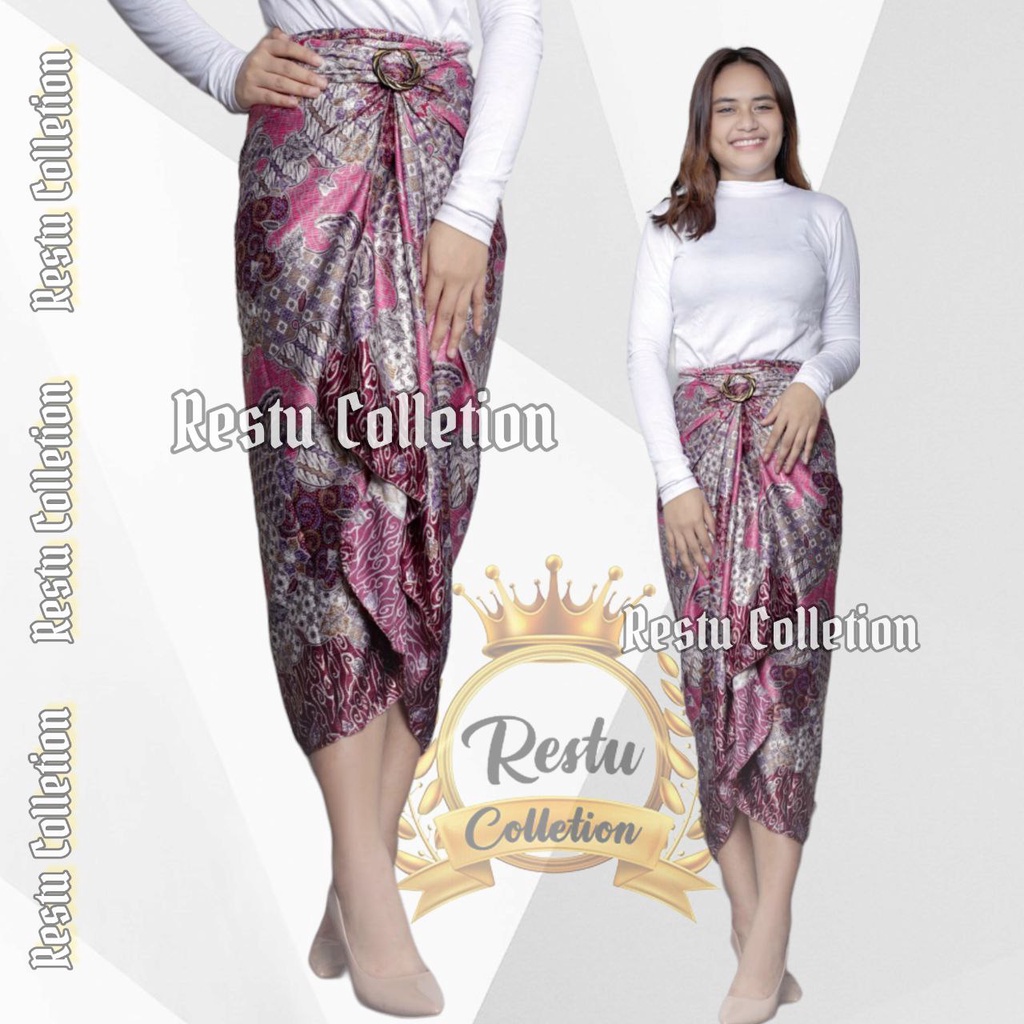 { COD } Rok Lilit Warp Skirt Serut Songket Jumputan Batik Panjang Wanita Bawahan Kebaya Kondangan Nikahan Wisuda Modern Tunangan Cewek Bahan Sutra HQ Premium All Size By Restu Colletion Motif In Drack Bestseller