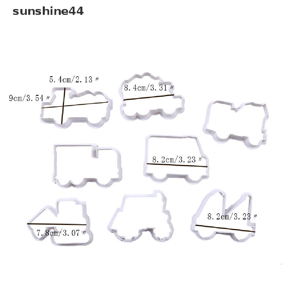 Sunshine 8pcs Cetakan Pemotong Adonan Kue Cookie Desain Mobil Truk DIY