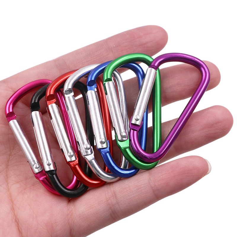 1pc Gantungan Kunci Carabiner Mini Bentuk D Bahan Aluminum Alloy Untuk Outdoor / Camping