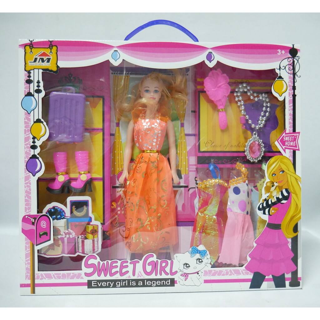 Boneka Kecil Cantik 1 Set Boneka Baju Ganti Boneka Banyak Aksesoris