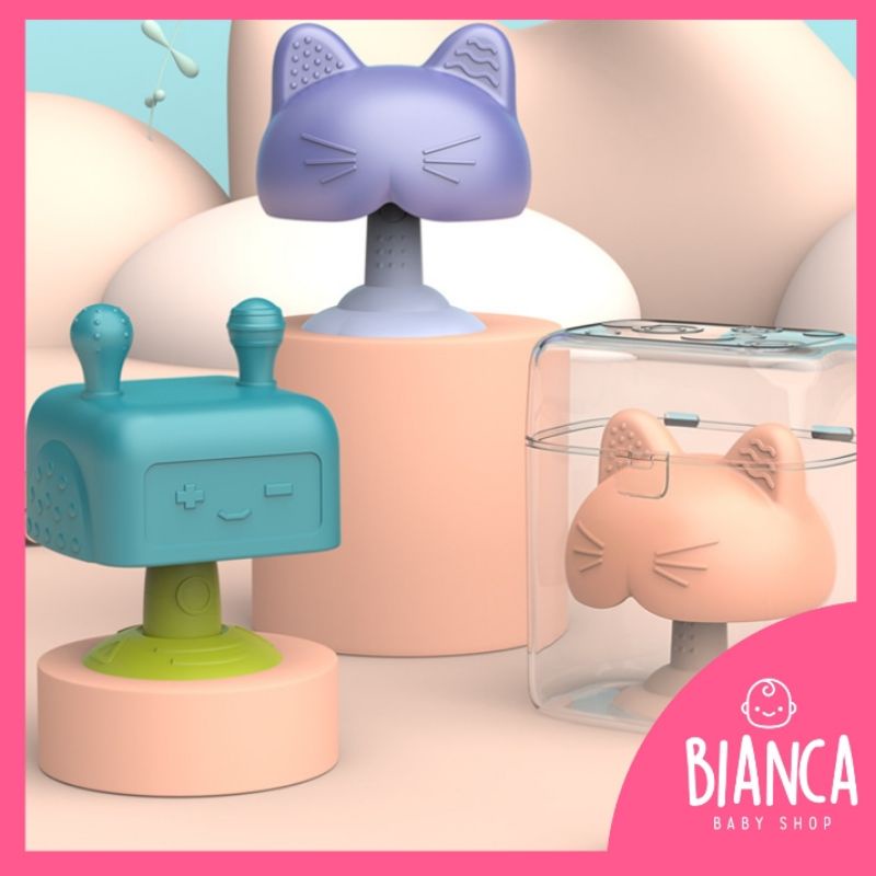 BIANCA - HK Teether Bayi Bentuk Robot Kucing + Box Penyimpanan