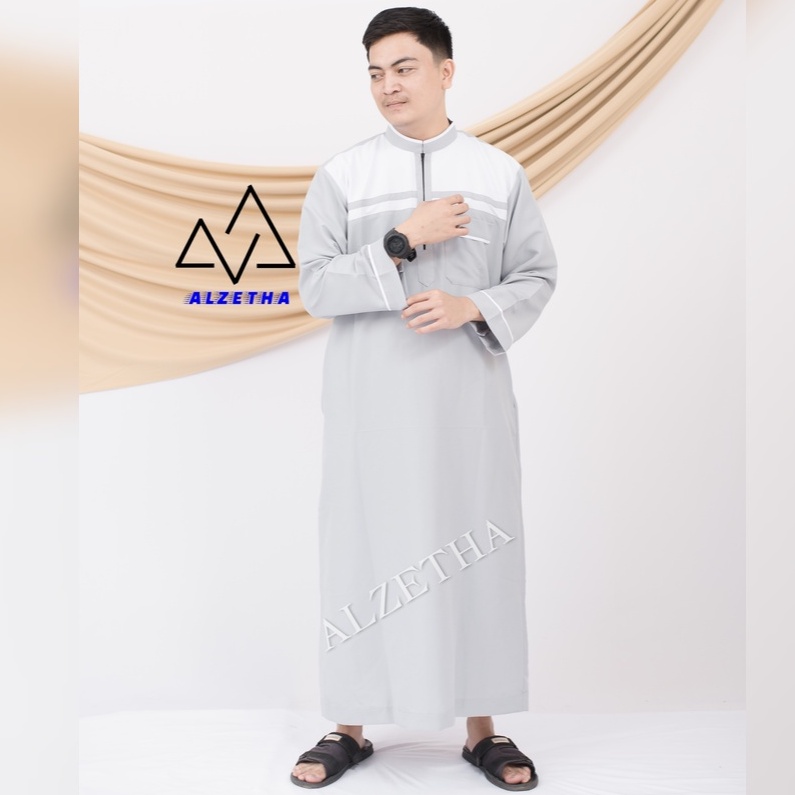 Jubah Gamis pria lengan panjang zipper alzetha