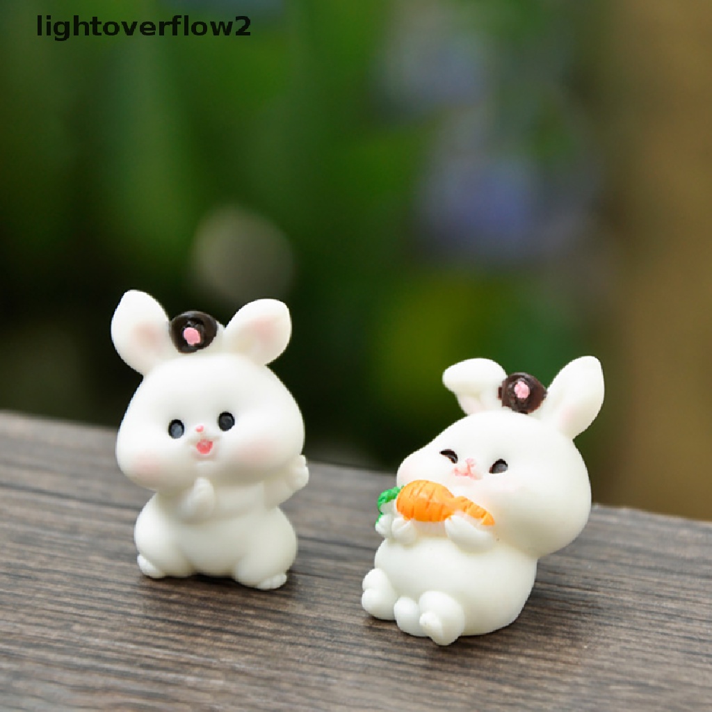 (lightoverflow2) 1pc Miniatur Kelinci Kartun Bahan Resin Untuk Dekorasi Taman Mini / Rumah (ID)