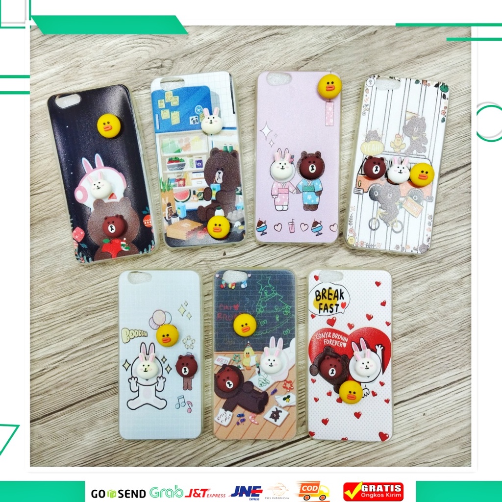 SoftCase Timbul Karakter 3D Line Oppo F1S/ A57/ A39 Case Gambar Lucu