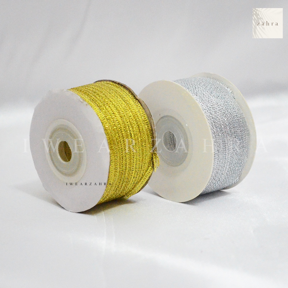 PITA GLITTER GOLD SILVER -  Gift Souvenir Ribbon Flower Bouquet Buket Bunga Kado Hampers Hantaran Hiasan 1/8 1/2 3/4 1 2 inch cm Roll Hiasan Berkilau Aksesoris Dekorasi Murah