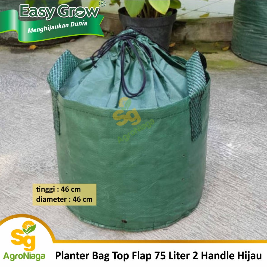 Planter Bag 75 Liter Top Flap 2 Handle Hijau Easy Grow
