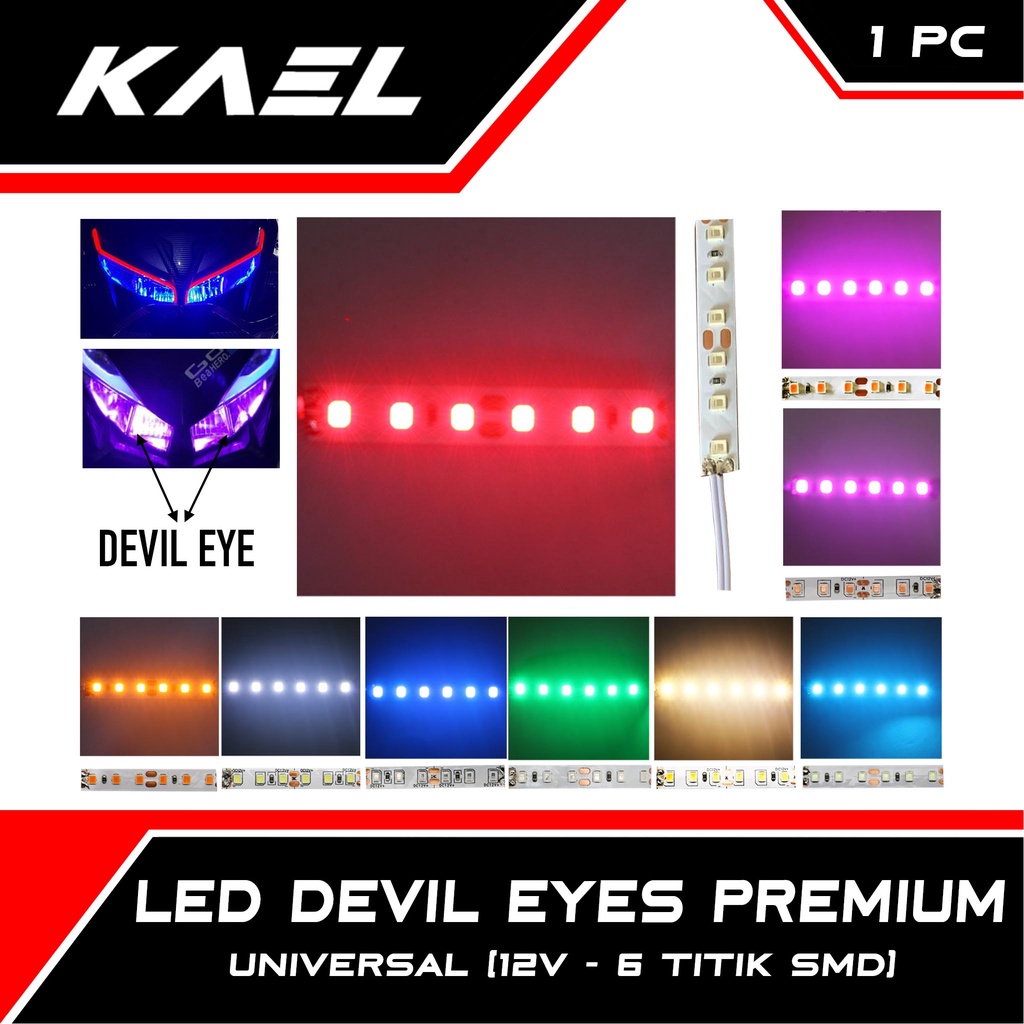 LED Devil Eye 12V 6 Titik Premium Motor Lampu Demon Depan Eyes 6 Mata-SMD 12 V Super Terang Bebek-Matic-Sport Universal  Beat/Vario/Mio/X-Ride/Soul GT/X-Ride/Scoopy/Spacy/Jupiter/Supra-X-125-Fit/ADV/NMAX/PCX/Aerox/Vixion/CBR/CB 150R/Ninja/Satria-FU