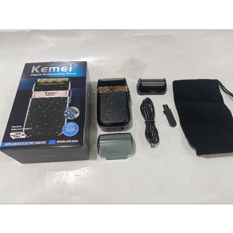Alat Mesin cukur Kumis Jenggot Botak Original Kemei km 2024 Cas Usb