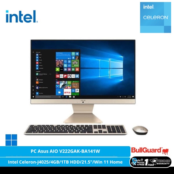 Bergaransi (GGP) PC Asus AIO V222GAK-BA141W [Intel Celeron-J4025/4GB/1TB HDD/21.5/Win 11 Home/Black]