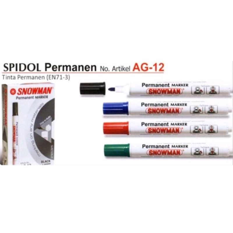 

Spidol Permanent Marker Snowman AG-12 Ecer (1pcs)