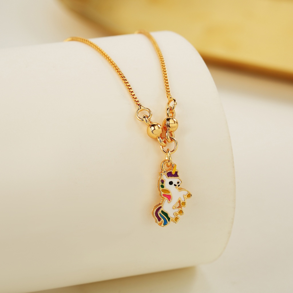 Y224 Kalung Titanium Liontin Lapis Emas Anak Aksesoris Anak Perempuan Lucu Anti Karat Tidak Luntur