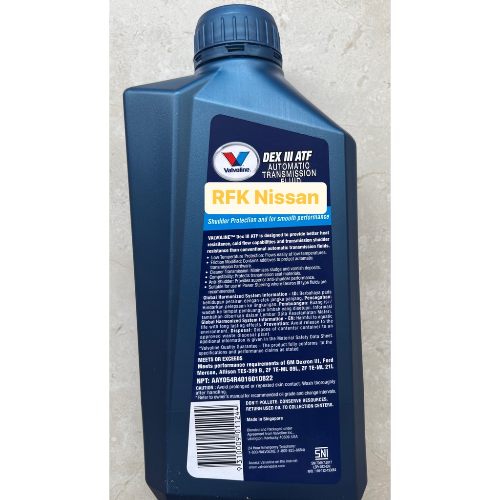Pelumas Oli Transmisi Matic ATF Valvoline Dex III 1 Liter
