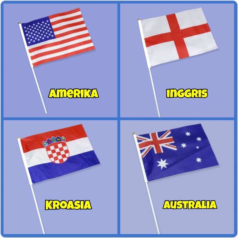 Bendera Tangan / Bendera Piala Dunia / World Cup Flag / Bendera Negara / Dekorasi Bendera / Piala Dunia 2022 / Souvenir Bendera / Dekorasi Acara