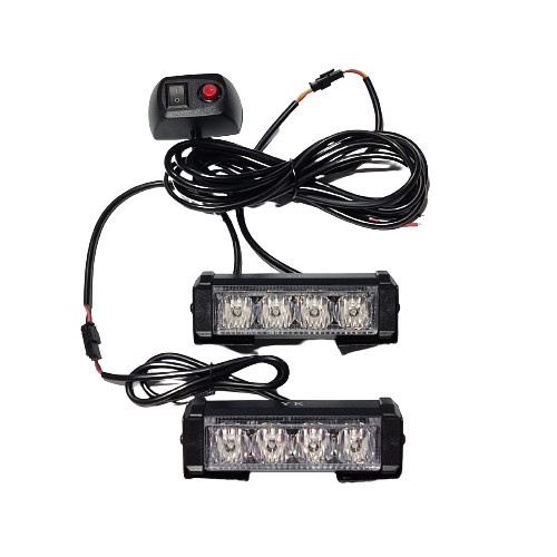 LAMPU LED FLAS RUNNING 4X2 4 MATA 8 MODE SENJA SAKLAR SWITCH ON OF MOTOR MOBIL LAMPU TOURING LED-BIRU