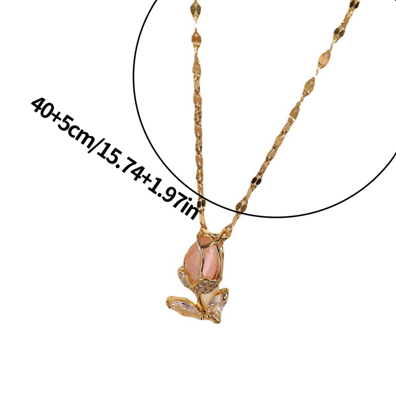 Fancyqube Kalung Opal Zircon Bentuk Tulip Gaya Korea Untuk Wanita