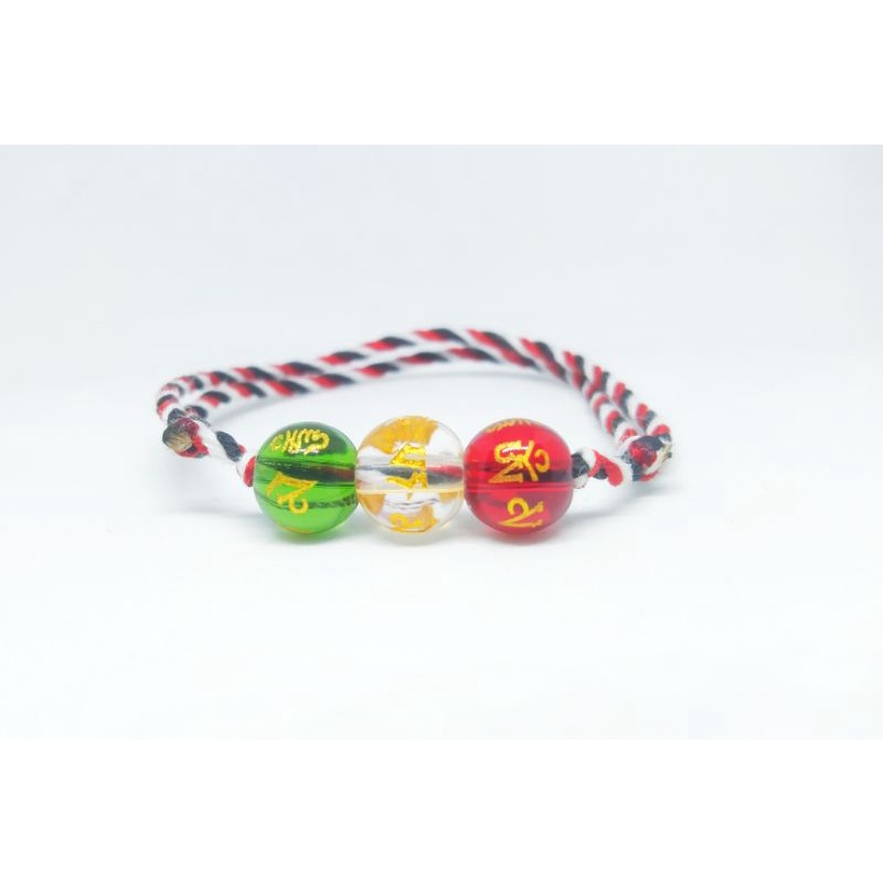 Jual Gelang Keberuntungan Tridatu 3 Bola Kristal Tibet Mantra