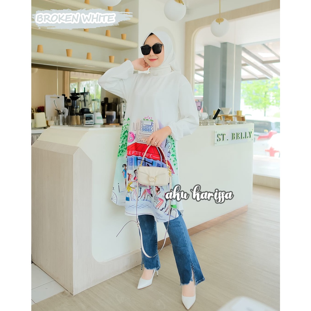 LONG TUNIK PUTIH ORIGINAL AKU KARISSA/ATASAN WANITA TERBARU 2022/BAJU PUTIH WANITA/ATASAN BLOUSE WAN
