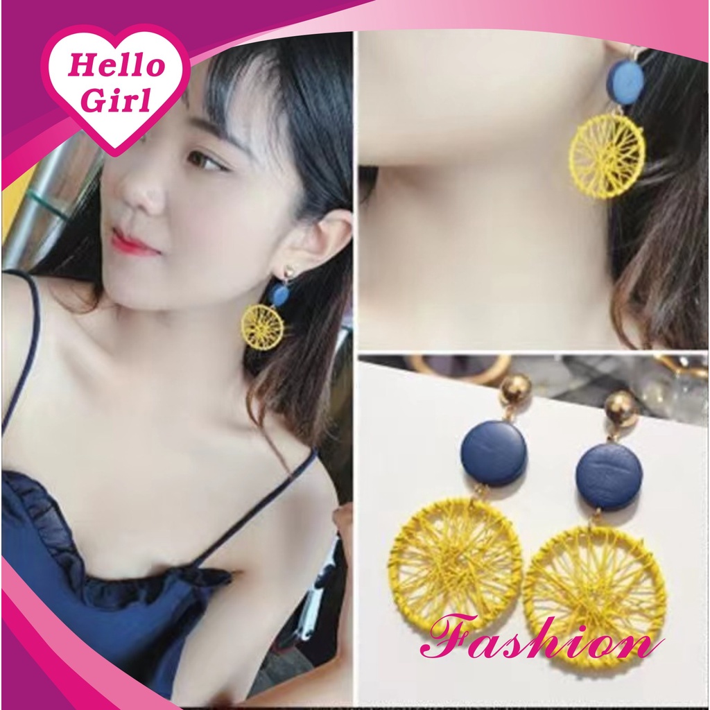(Hello Girl)E31 Anting Anyaman Roda Fashion Wanita Stud Earrings Import