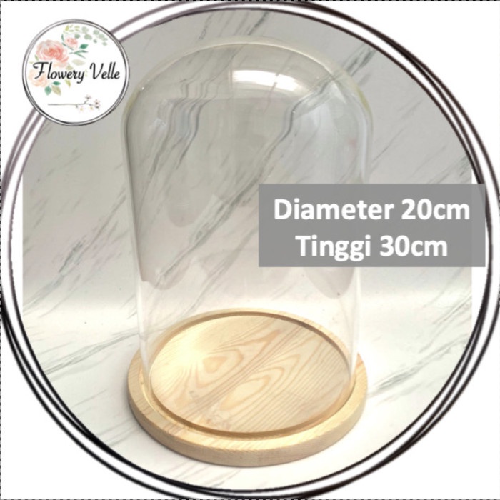 GLASS DOME BESAR KUBAH KACA FLOWER DOME JAR KOSONG DISPLAY BOX