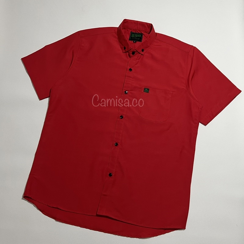 KEMEJA PRIA MERAH CABE - KEMEJA POLOS PENDEK - HEM PRIA PENDEK POLOS - PAKAIAN PRIA KEMEJA KASUAL PE