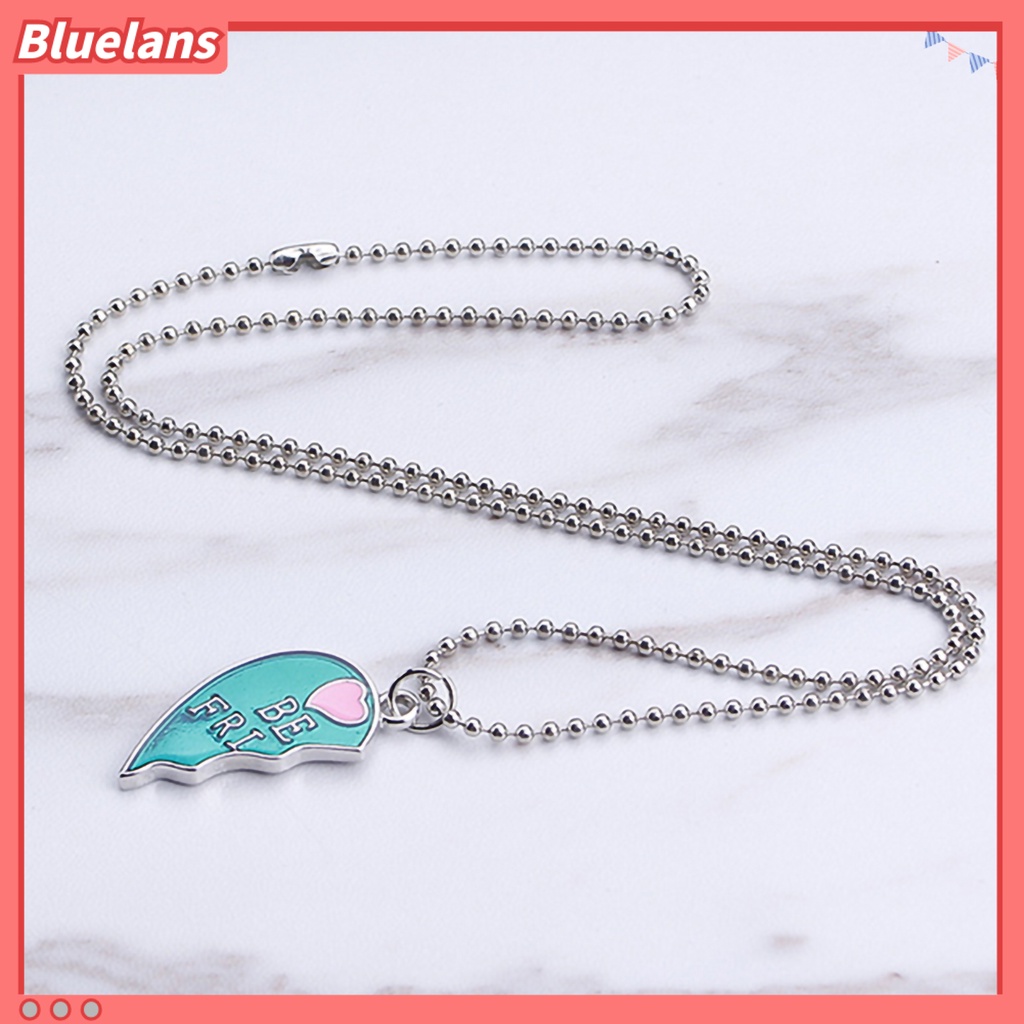 Bluelans 2Pcs Women Necklace Half Heart Splice Best Friends Alloy Friendship Pendant Matching Necklace Jewelry