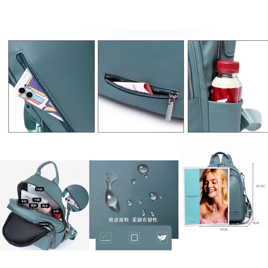 TAS RANSEL WANITA IMPORT KULIT BIRU SEFIDA TA664B2 BACKPACK CEWEK PREMIUM GENDONG PUNGGUNG KERJA SEKOLAH KOREA KULIAH BATAM FASHION REMAJA KEKINIAN BRANDED MURAH ORI