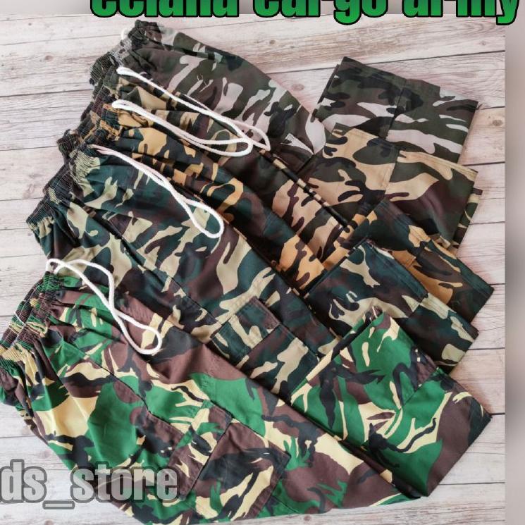 Best Seller Celana Cargo Panjang Pria Motif Army Rip Kolor Pinggang Karet Celana Army Militer Celana