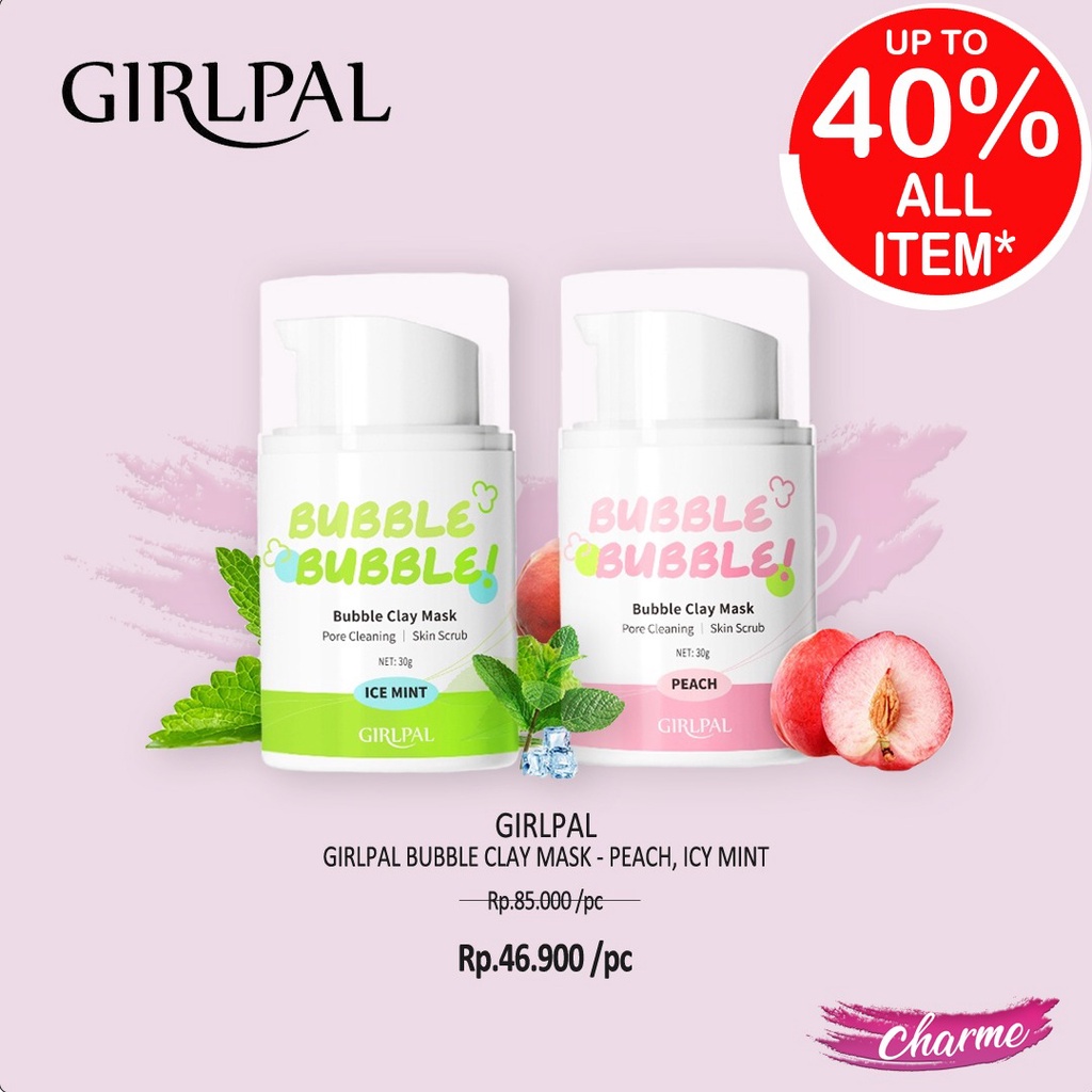 (READY &amp; ORI) GIRLPAL Bubble Clay Mask Peach / Ice Mint 30gr