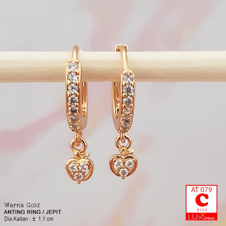 AT 079 Anting Jepit Kombinasi Charm Kupu Love Pita Perhiasan Lapis Emas Imitasi Anting Xuping Merk Meilin Luxx Xuping