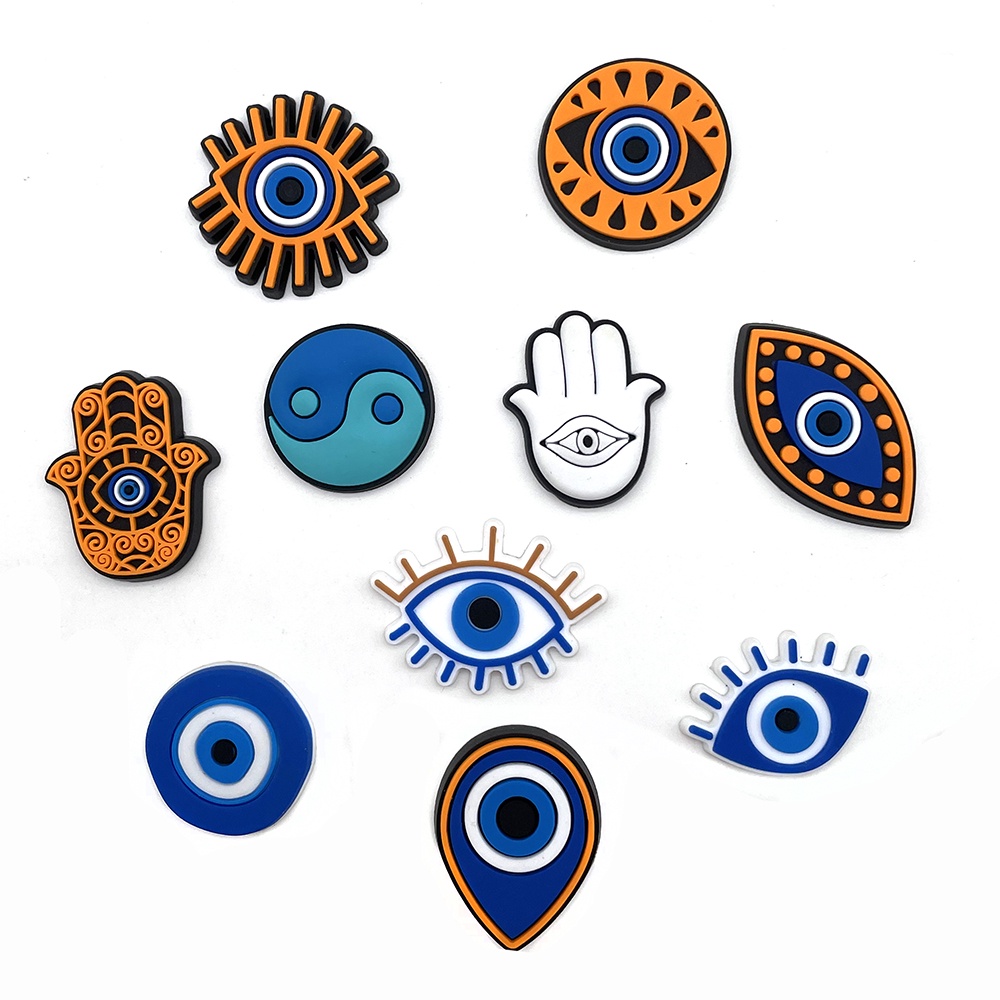 10pcs / set Pin Bentuk Mata Evil Eye Crocs Charms jibbitz Untuk Dekorasi Sepatu Sneakers