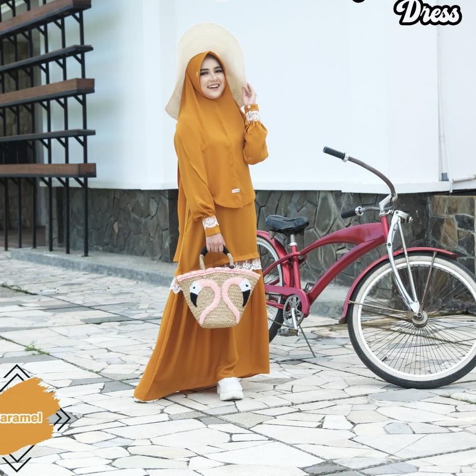 {HND.18Oc22ž} Gamis Set Khimar / Dress Syari Polos Wollycrepe NOM Halwa Ori by Aden Hijab