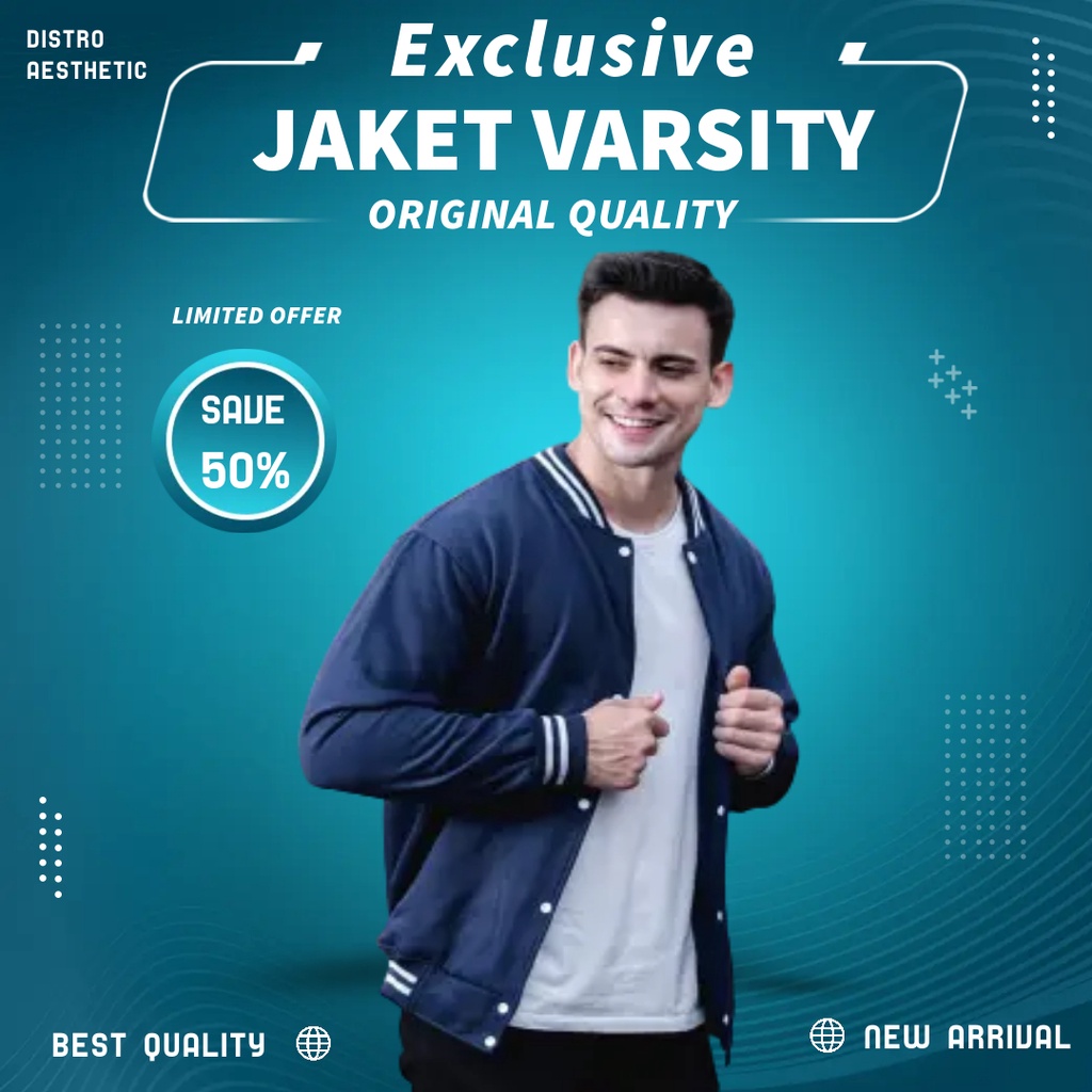 Jeket Jaket Sweater Varsity Versity Besboll Bisbol Switer Basic Fleece Polos Pria Distro Original Pr