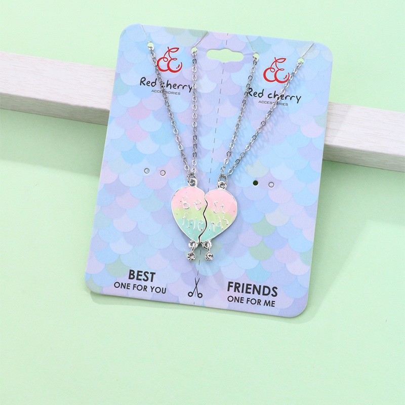 Fancyqube 2Pcs / Set Kalung Rantai Liontin Big Sister Little Sister Warna-Warni Untuk Hadiah