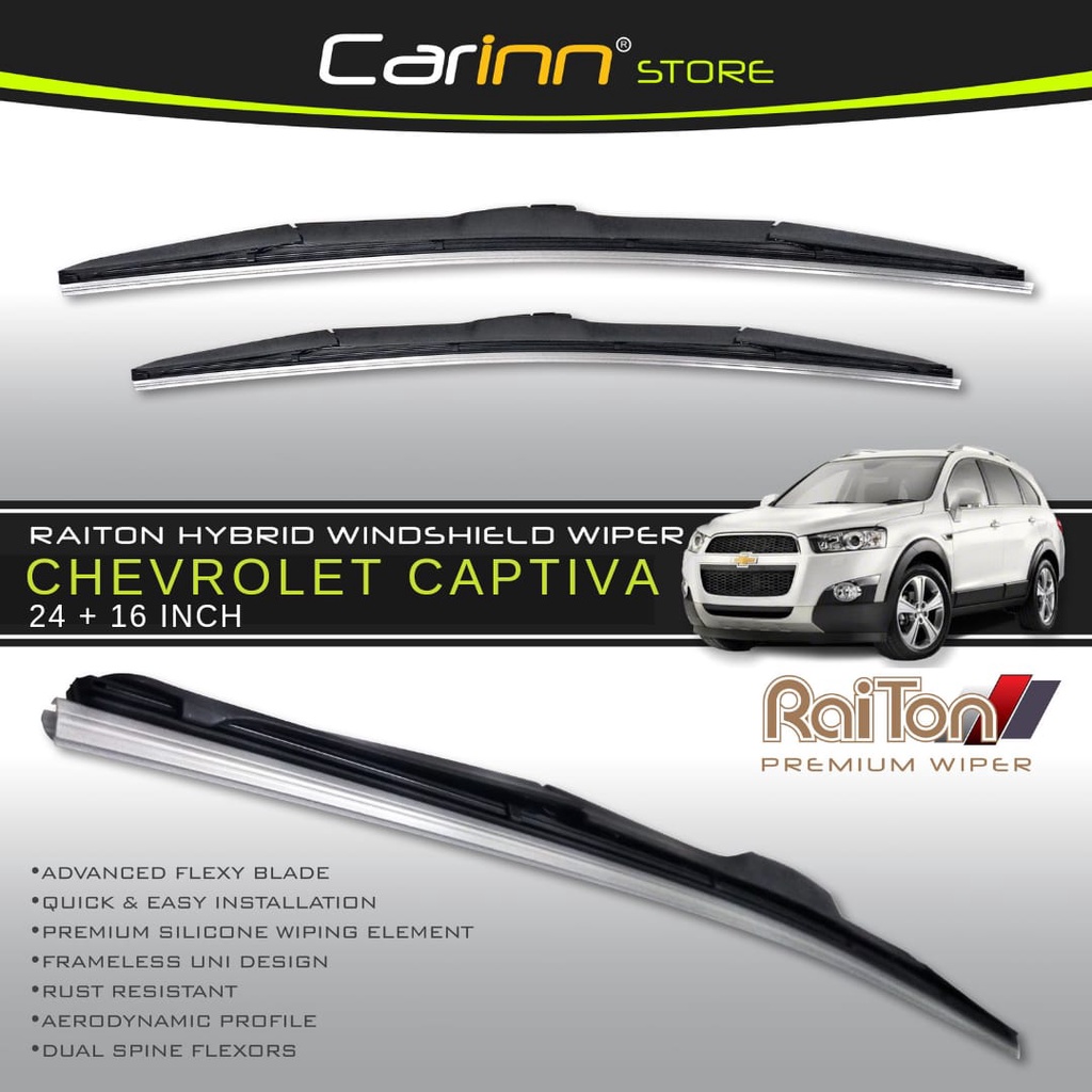 Raiton Sepasang Wiper Hybrid Kaca Depan Mobil Chevrolet Captiva 24" & 16" -2 Pcs