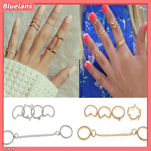 Bluelans 6Pcs Urban Rhinestone Above Knuckle Stacking Band Mid Rings Jewelry