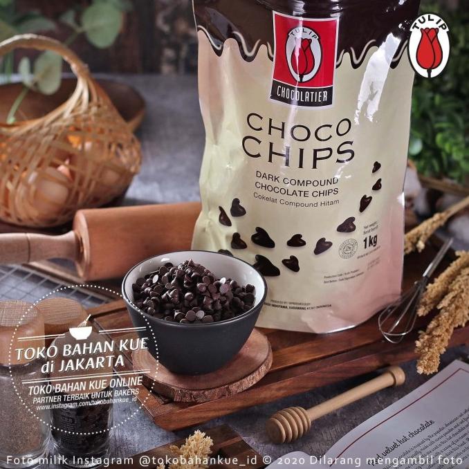 

[COD] Tulip DARK Chocolate Chip 1kg PACK ASLI Chocochips Cokelat Chips 6mm [COD]