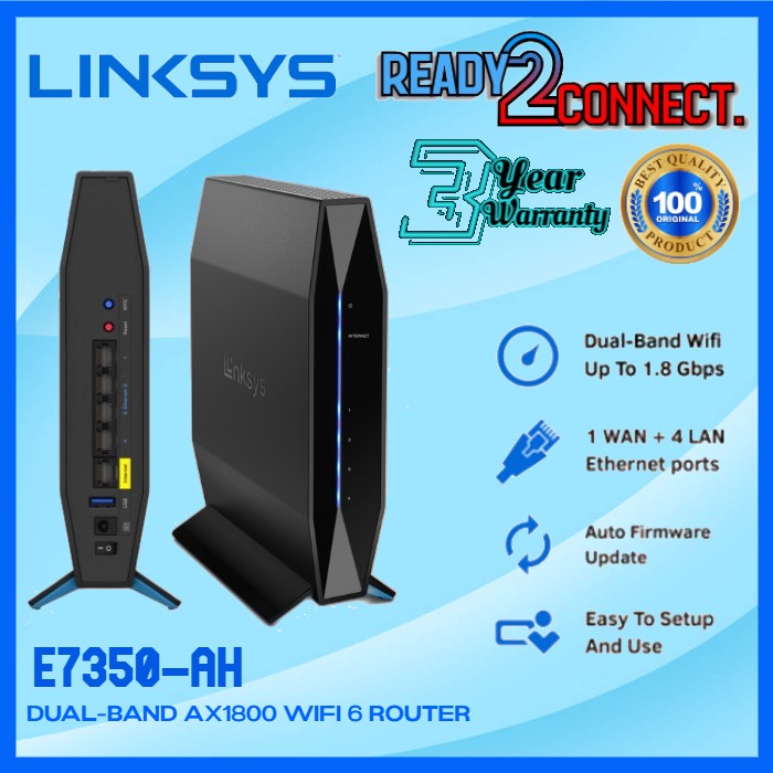 Linksys E7350 Dual-Band AX1800 WiFi 6 Router