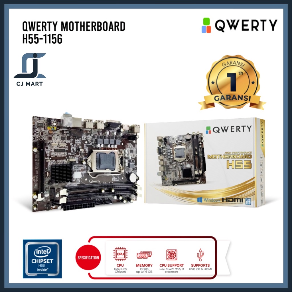 MOTHERBOARD QWERTY H55 SOCKET INTEL LGA 1156 DDR3