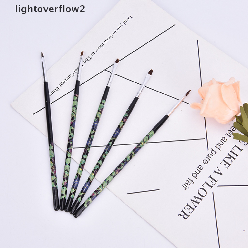 (lightoverflow2) 5pcs / Set Kuas Nail Art UV Gel Flat Builder