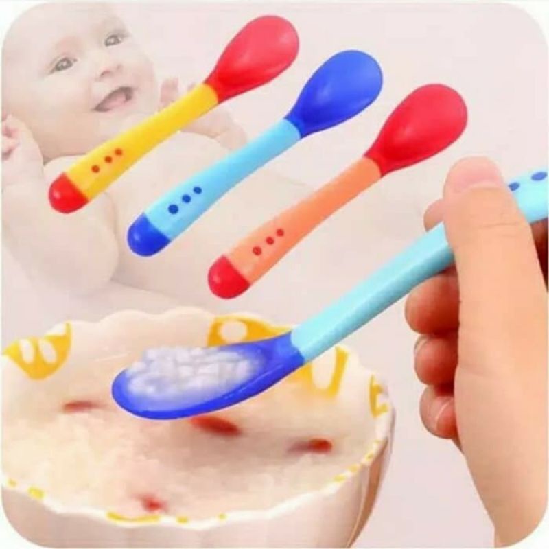 SENDOK MAKAN BAYI SILICON / SENDOK MAKAN BAYI SENSOR SUHU PANAS / SENDOK MPASI SENSOR SUHU BPA FREE