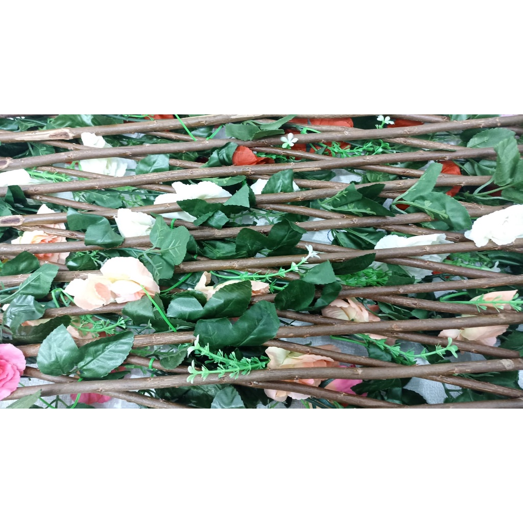 AND / COD / Bunga Mawar Matahari Hias Plastik Dekorasi Dinding Rumah Artificial Flowers Garden Trellis Wooden Fence PBP113